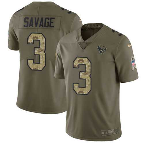 Nike Houston Texans #3 Tom Savage Olive Camo Men's Stitched NFL Limited 2017 Salute To Service Jersey