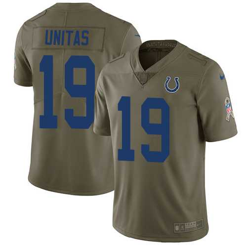 Nike Indianapolis Colts #19 Johnny Unitas Olive Men's Stitched NFL Limited 2017 Salute to Service Jersey