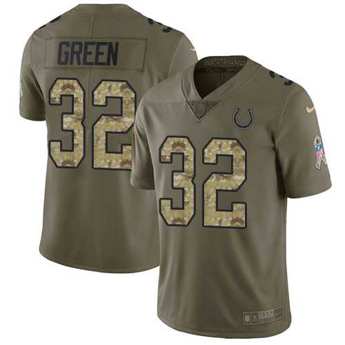 Nike Indianapolis Colts #32 T.J. Green Olive Camo Men's Stitched NFL Limited 2017 Salute To Service Jersey