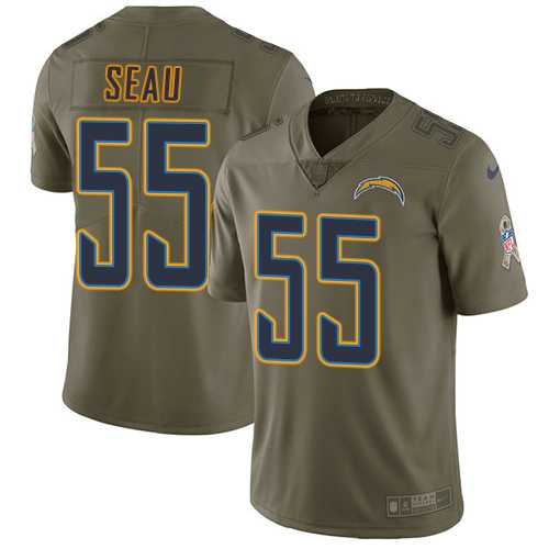 Nike Los Angeles Chargers #55 Junior Seau Olive Men's Stitched NFL Limited 2017 Salute to Service Jersey