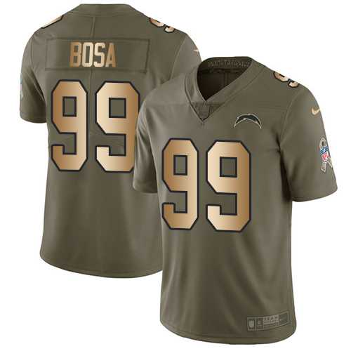 Nike Los Angeles Chargers #99 Joey Bosa Olive Gold Men's Stitched NFL Limited 2017 Salute To Service Jersey