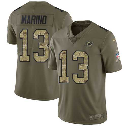 Nike Miami Dolphins #13 Dan Marino Olive Camo Men's Stitched NFL Limited 2017 Salute To Service Jersey