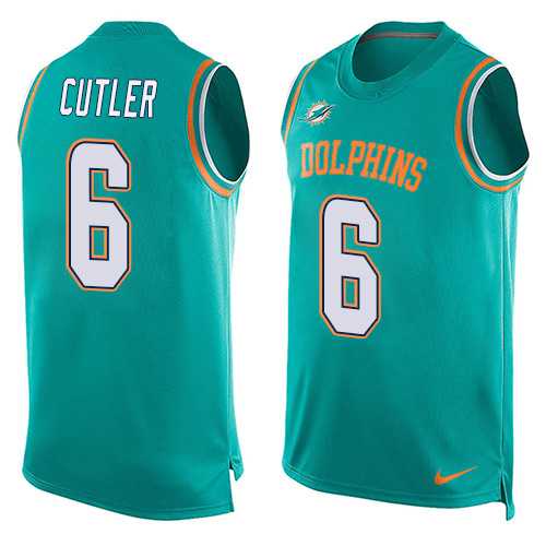 Nike Miami Dolphins #6 Jay Cutler Aqua Green Team Color Men's Stitched NFL Limited Tank Top Jersey