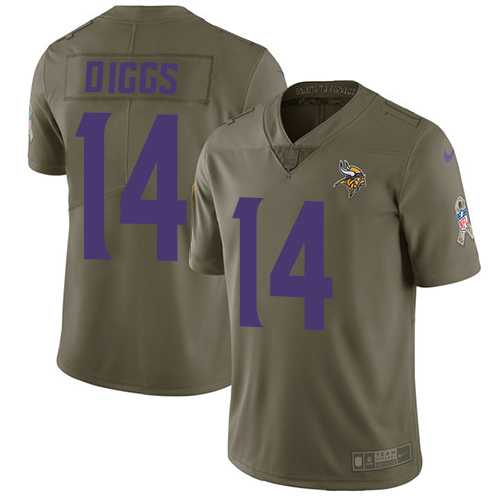 Nike Minnesota Vikings #14 Stefon Diggs Olive Men's Stitched NFL Limited 2017 Salute to Service Jersey