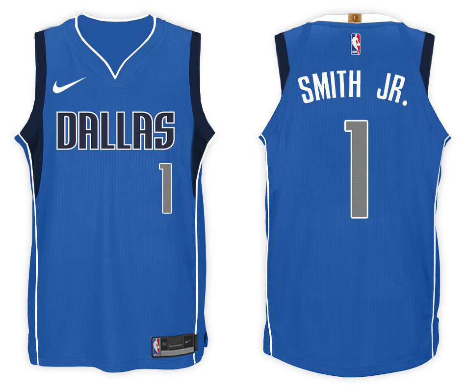 Nike NBA Dallas Mavericks #1 Smith Jr. Jersey 2017-18 New Season Blue Jersey