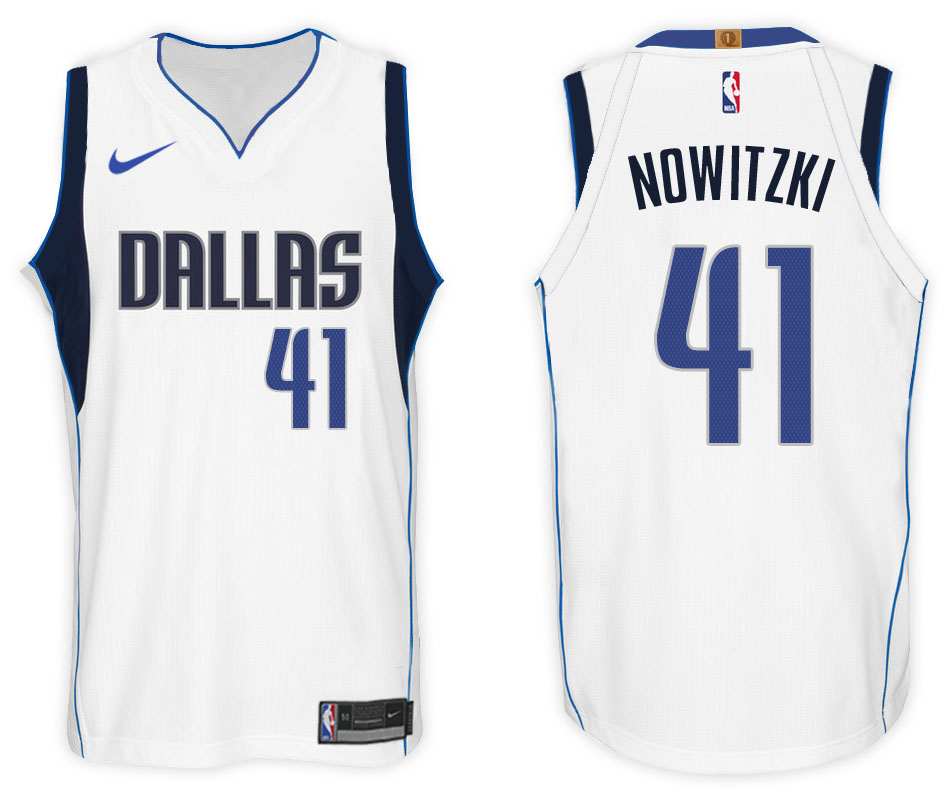 Nike NBA Dallas Mavericks #41 Dirk Nowitzki Jersey 2017-18 New Season White Jersey