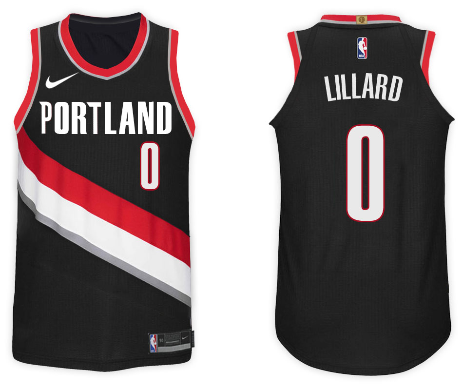 Nike NBA Portland Trail Blazers #0 Damian Lillard Jersey 2017-18 New Season Black Jersey