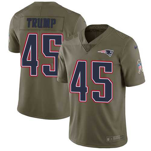Nike New England Patriots #45 Donald Trump Olive Men's Stitched NFL Limited 2017 Salute To Service Jersey