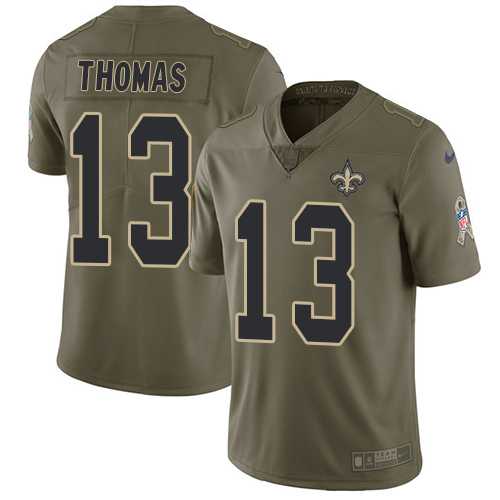 Nike New Orleans Saints #13 Michael Thomas Olive Men's Stitched NFL Limited 2017 Salute To Service Jersey
