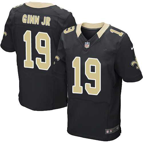 Nike New Orleans Saints #19 Ted Ginn Jr Black Team Color Men's Stitched NFL Elite Jersey