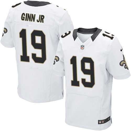 Nike New Orleans Saints #19 Ted Ginn Jr White Men's Stitched NFL Elite Jersey