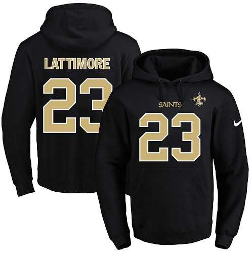 Nike New Orleans Saints #23 Marshon Lattimore Black Name & Number Pullover NFL Hoodie