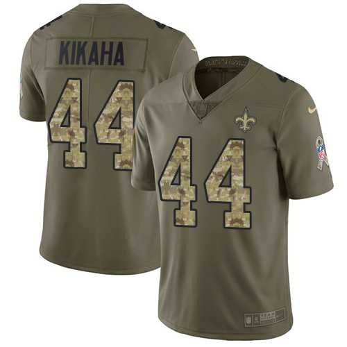 Nike New Orleans Saints #44 Hau'oli Kikaha Olive Camo Men's Stitched NFL Limited 2017 Salute To Service Jersey