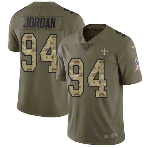 Nike New Orleans Saints #94 Cameron Jordan Olive Camo Men's Stitched NFL Limited 2017 Salute To Service Jersey