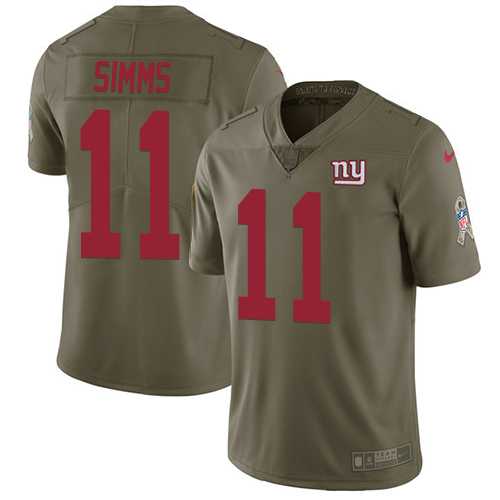 Nike New York Giants #11 Phil Simms Olive Men's Stitched NFL Limited 2017 Salute to Service Jersey