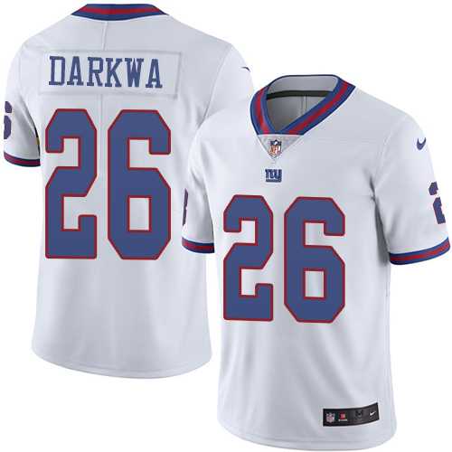 Nike New York Giants #26 Orleans Darkwa White Men's Stitched NFL Limited Rush Jersey