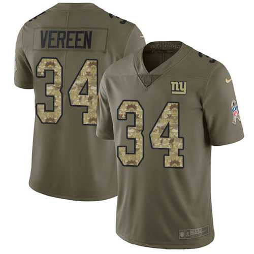 Nike New York Giants #34 Shane Vereen Olive Camo Men's Stitched NFL Limited 2017 Salute To Service Jersey