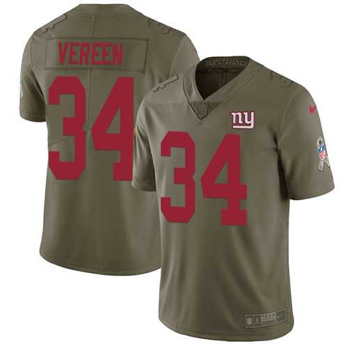 Nike New York Giants #34 Shane Vereen Olive Men's Stitched NFL Limited 2017 Salute to Service Jersey