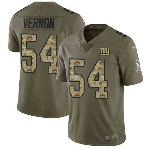Nike New York Giants #54 Olivier Vernon Olive Camo Men's Stitched NFL Limited 2017 Salute To Service Jersey