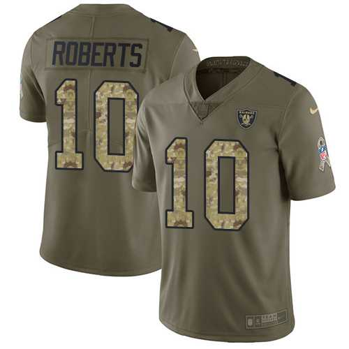 Nike Oakland Raiders #10 Seth Roberts Olive Camo Men's Stitched NFL Limited 2017 Salute To Service Jersey