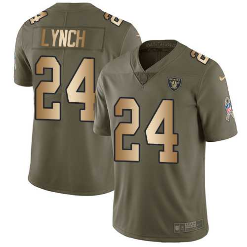 Nike Oakland Raiders #24 Marshawn Lynch Olive Gold Men's Stitched NFL Limited 2017 Salute To Service Jersey
