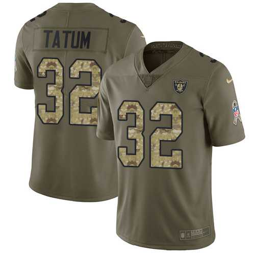 Nike Oakland Raiders #32 Jack Tatum Olive Camo Men's Stitched NFL Limited 2017 Salute To Service Jersey