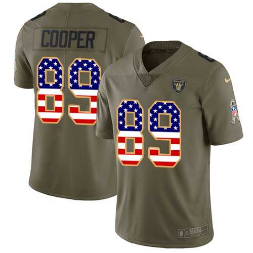 Nike Oakland Raiders #89 Amari Cooper Olive USA Flag Men's Stitched NFL Limited 2017 Salute To Service Jersey