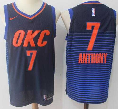 Nike Oklahoma City Thunder #7 Carmelo Anthony Black Blue Stitched NBA Swingman Jersey