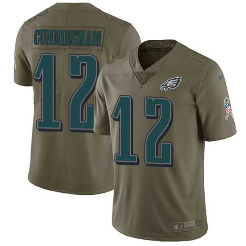 Nike Philadelphia Eagles #12 Randall Cunningham Olive Men's Stitched NFL Limited 2017 Salute To Service Jersey