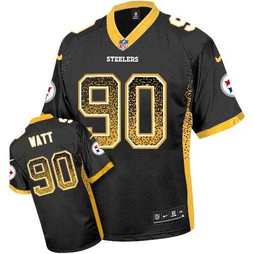 Nike Pittsburgh Steelers #90 T. J. Watt Black Team Color Men's Stitched NFL Elite Drift Fashion Jersey