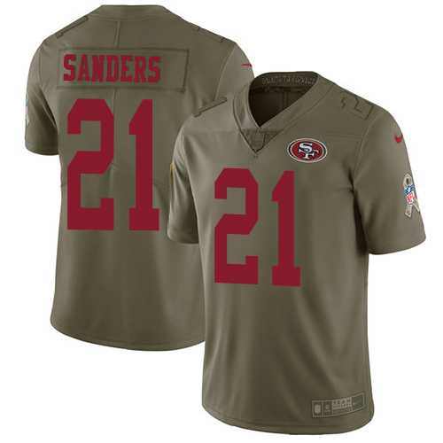 Nike San Francisco 49ers #21 Deion Sanders Olive Men's Stitched NFL Limited 2017 Salute to Service Jersey