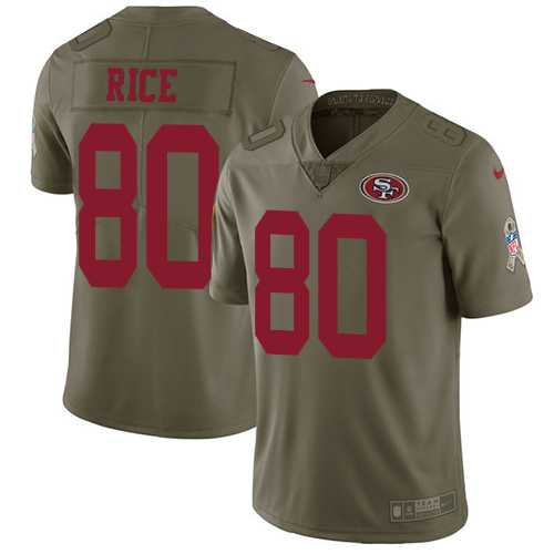 Nike San Francisco 49ers #80 Jerry Rice Olive Men's Stitched NFL Limited 2017 Salute to Service Jersey