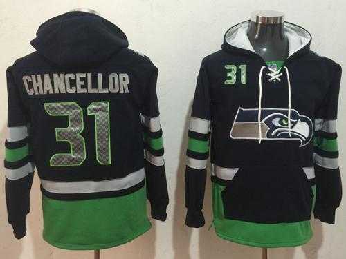 Nike Seahawks #31 Kam Chancellor Navy Blue Green Name & Number Pullover NFL Hoodie