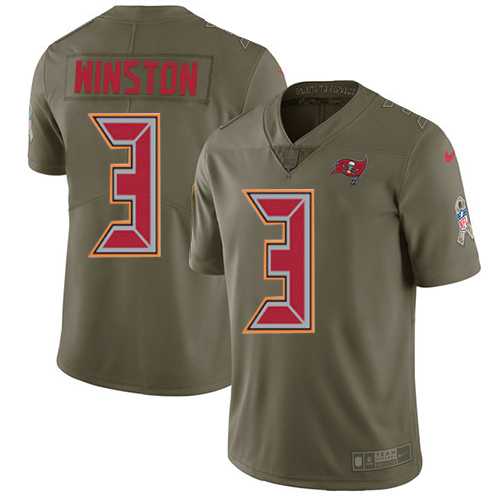 Nike Tampa Bay Buccaneers #3 Jameis Winston Olive Men's Stitched NFL Limited 2017 Salute to Service Jersey