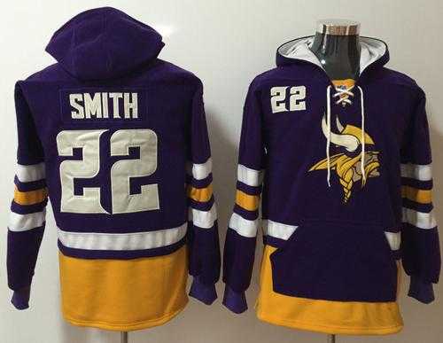 Nike Vikings #22 Harrison Smith Purple Gold Name & Number Pullover NFL Hoodie