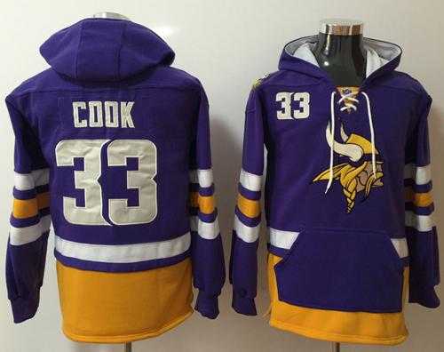 Nike Vikings #33 Dalvin Cook Purple Gold Name & Number Pullover NFL Hoodie