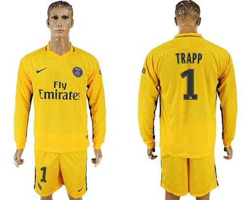 Paris Saint-Germain #1 Trapp Away Long Sleeves Soccer Club Jersey