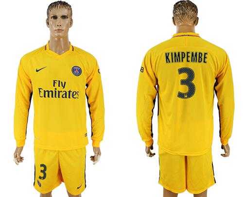 Paris Saint-Germain #3 Kimpembe Away Long Sleeves Soccer Club Jersey