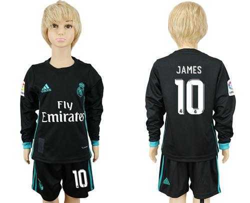 Real Madrid #10 James Sec Away Long Sleeves Kid Soccer Club Jersey