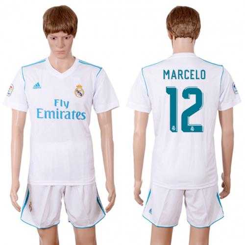 Real Madrid #12 Marcelo White Home Soccer Club Jersey