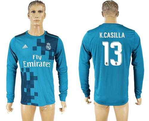 Real Madrid #13 K.Casilla Sec Away Long Sleeves Soccer Club Jersey