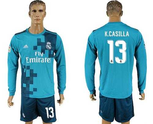 Real Madrid #13 K.Casilla Sec Away Long Sleeves Soccer Club Jersey