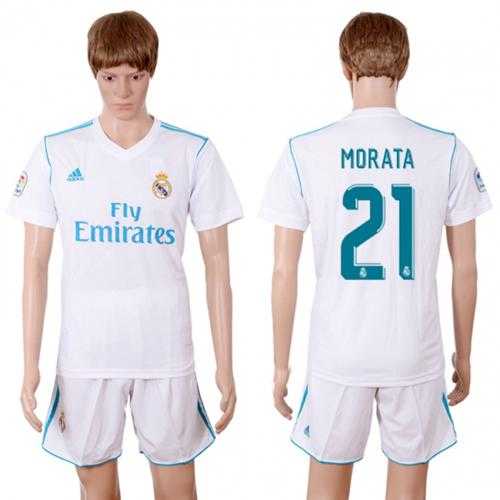 Real Madrid #21 Morata White Home Soccer Club Jersey