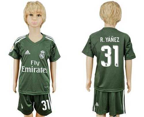 Real Madrid #31 R.Yanez Green Goalkeeper Kid Soccer Club Jersey