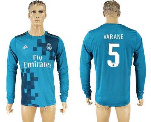 Real Madrid #5 Varane Sec Away Long Sleeves Soccer Club Jersey