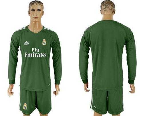 Real Madrid Blank Green Goalkeeper Long Sleeves Soccer Club Jersey