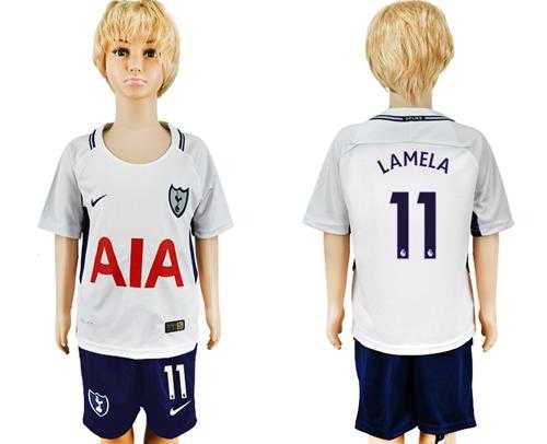 Tottenham Hotspur #11 Lamela Home Kid Soccer Club Jersey