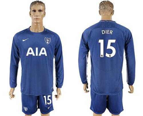 Tottenham Hotspur #15 Dier Away Long Sleeves Soccer Club Jersey