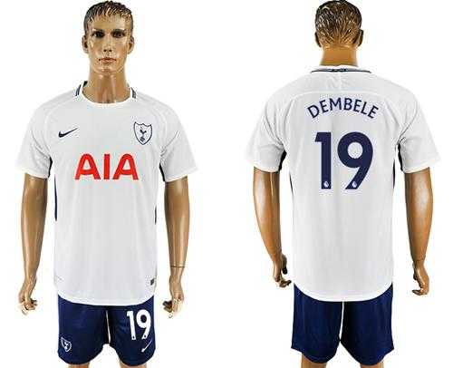 Tottenham Hotspur #19 Dembele White Blue Soccer Club Jersey