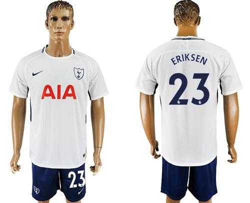Tottenham Hotspur #23 Eriksen White Blue Soccer Club Jersey
